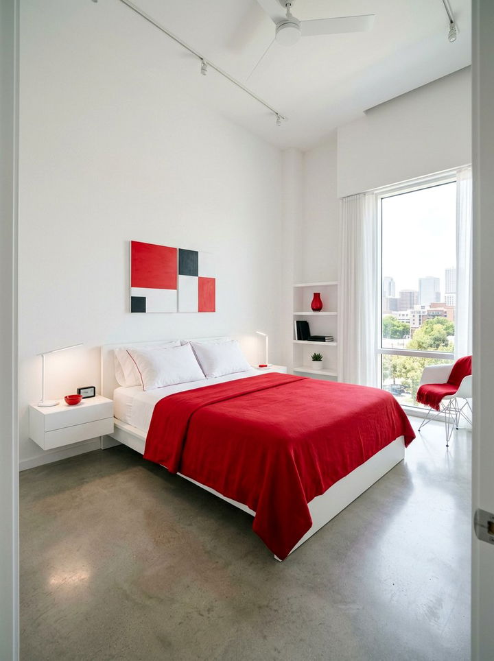 Red White Minimalist Bedroom - 30 red and white bedroom color combo