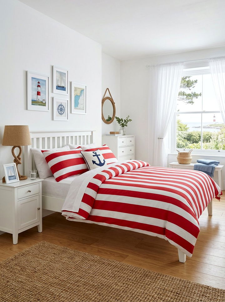 Red White Striped Bedding - 30 red and white bedroom color combo