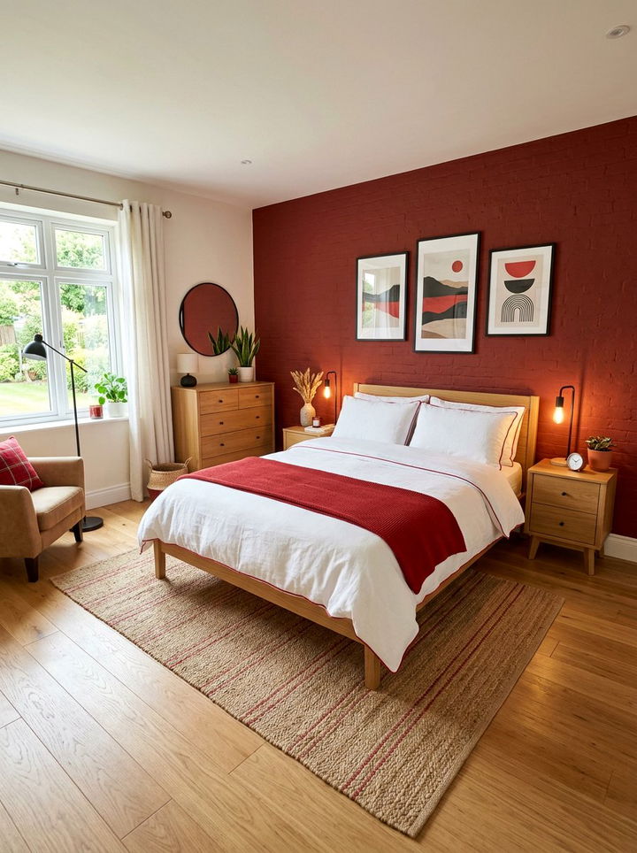 Red accent bedroom - 30 colorful bedroom ideas