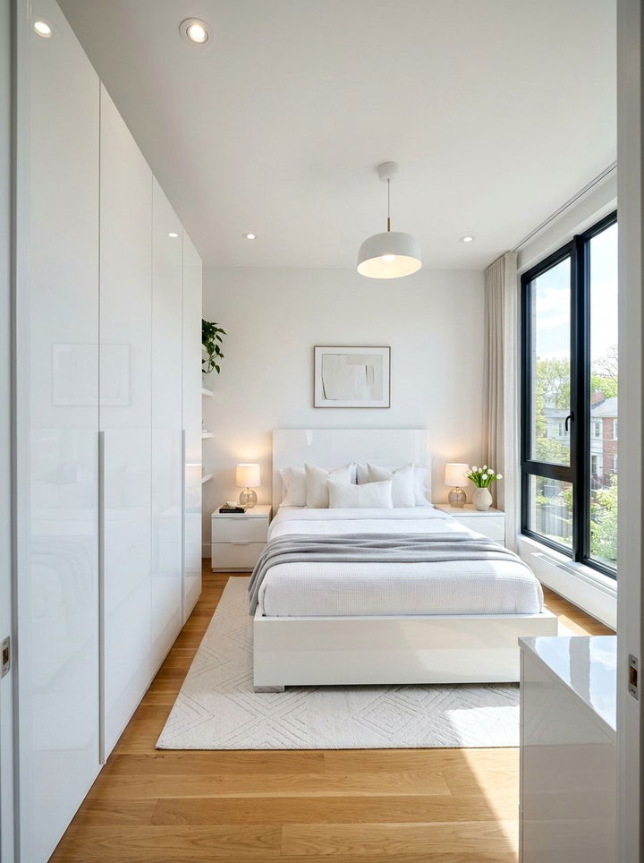 Reflective High Gloss Bedroom - 30 compact bedroom ideas