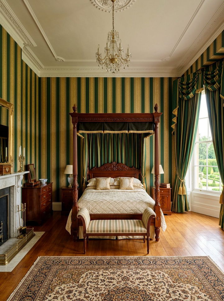 Regency stripe wallpaper - 30 bedroom vintage wallpapers