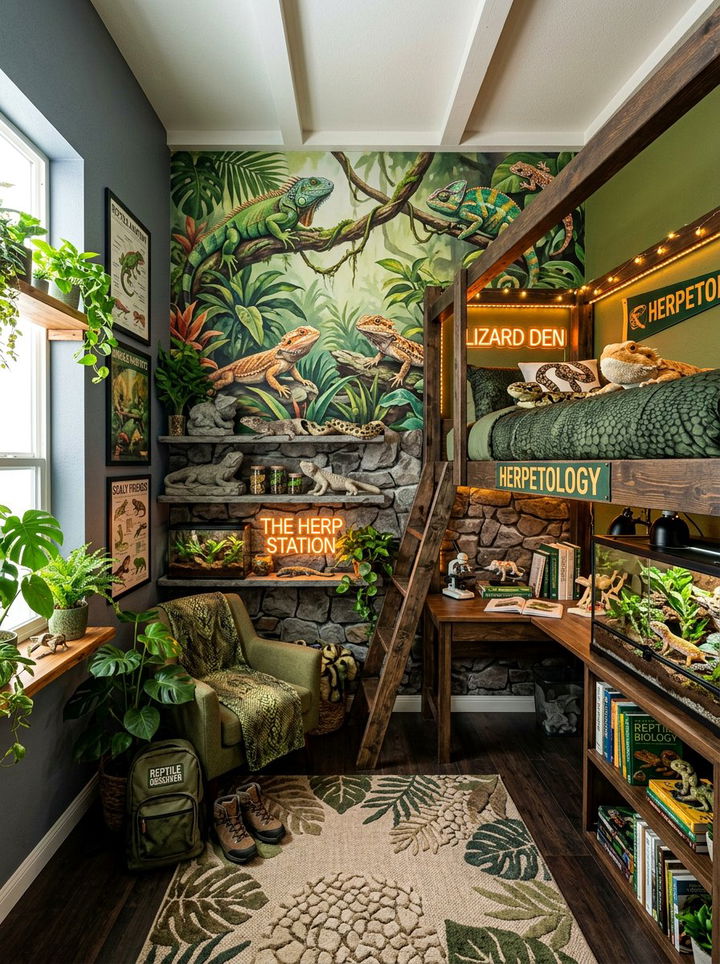 Reptile Jungle Bedroom - 30 animal themed bedroom ideas