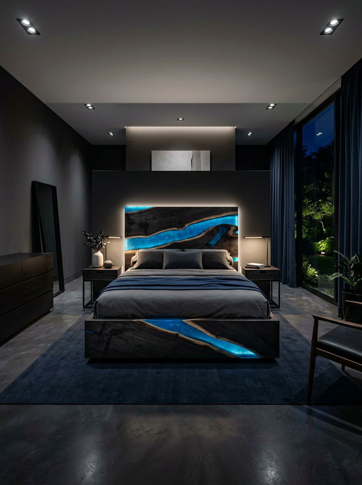 Resin and Ebony Bedroom - 30 mixed material bedroom ideas