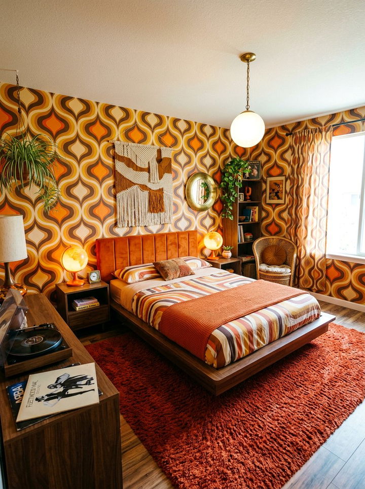Retro 70s Bedroom - 30 bedroom bold wallpapers