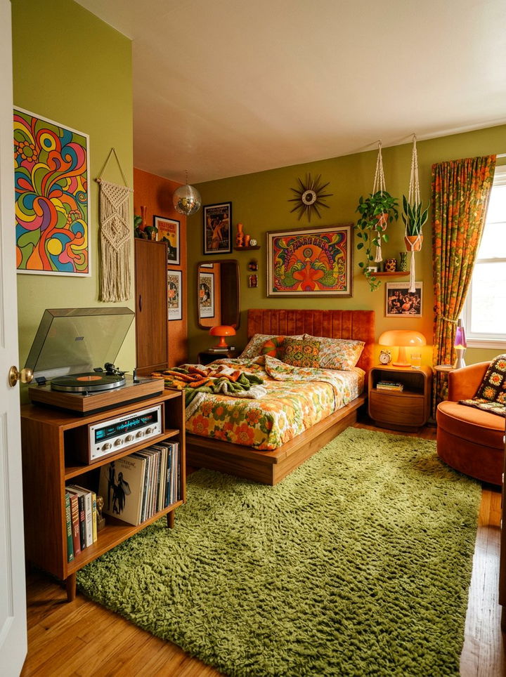 Retro 70s Inspired Bedroom - 30 young adult bedroom ideas