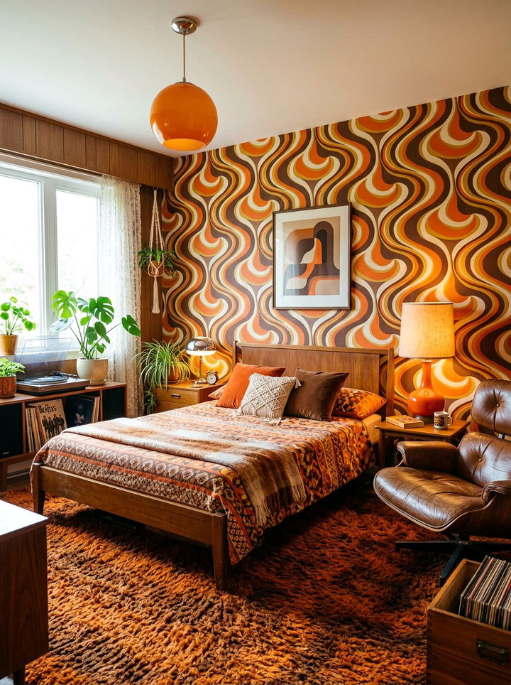 Retro 70s Wallpaper - 30 bedroom removable wallpapers