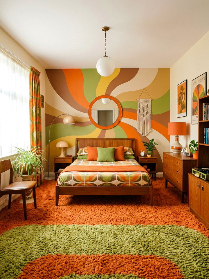 Retro 70s color block bedroom - 30 bedroom color blocking ideas