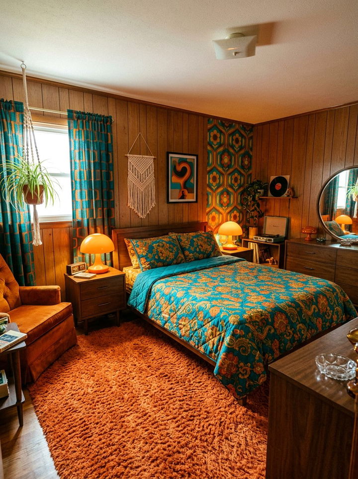 Retro 70s teal and orange bedroom - 30 teal and orange bedroom color combo