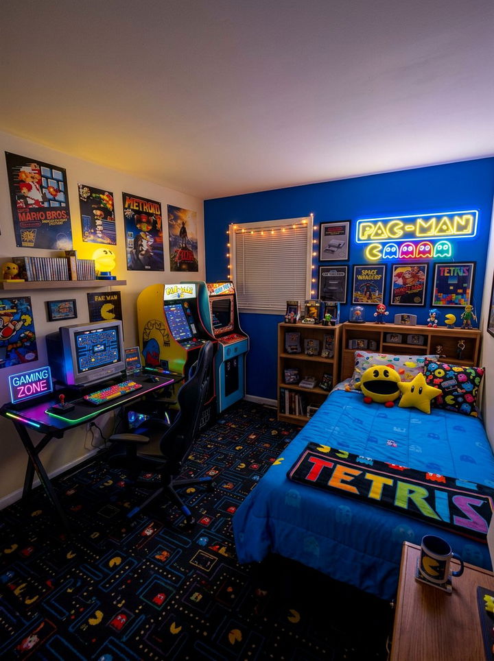 Retro Arcade Bedroom - 30 streaming setup bedroom ideas