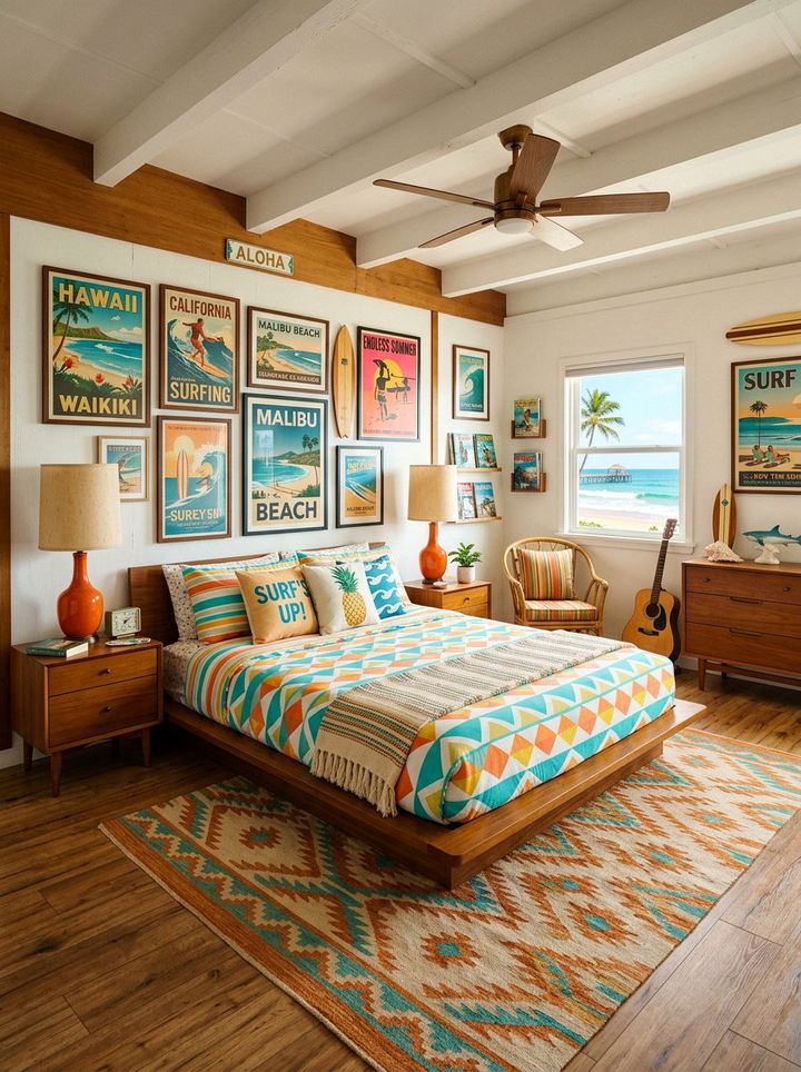Retro Beach Bedroom - 30 beach themed bedroom ideas