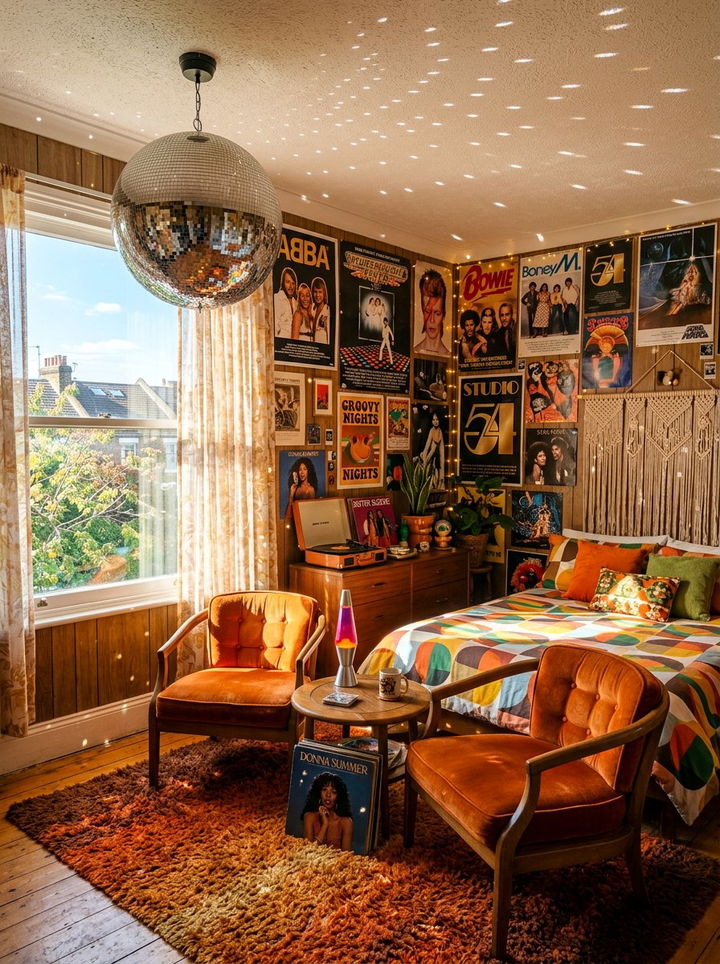 Retro Disco Ball Bedroom - 30 maximalist bedroom ideas
