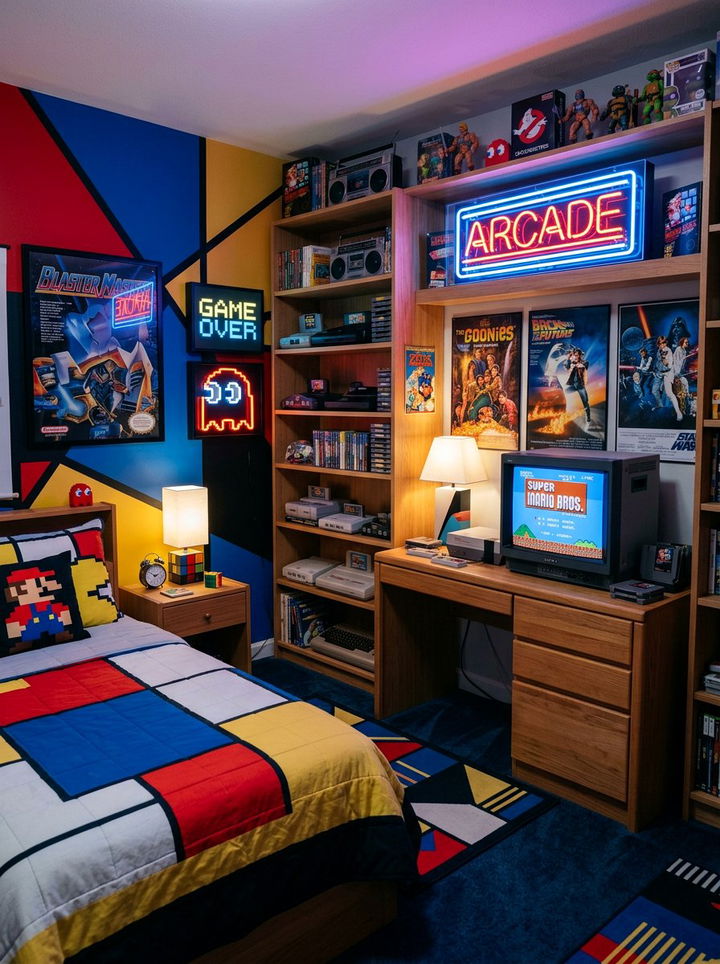 Retro Gaming Bedroom - 30 gamer setup bedroom ideas