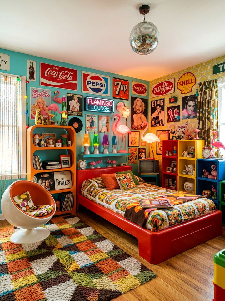 Retro Kitsch Bedroom - 30 cluttercore bedroom ideas