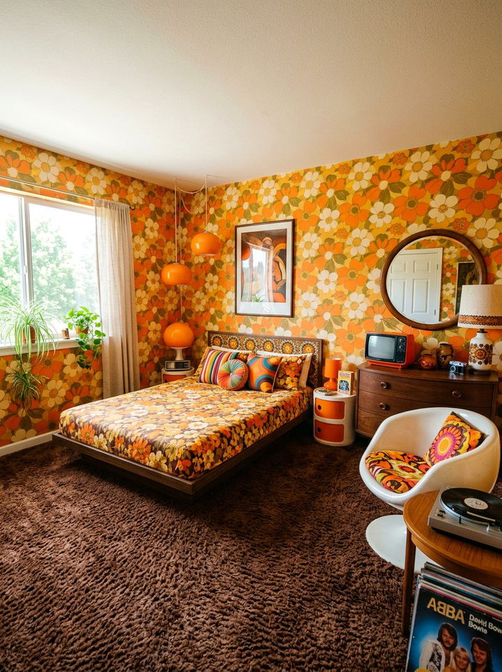 Retro Orange Bedroom - 30 bright orange bedroom ideas