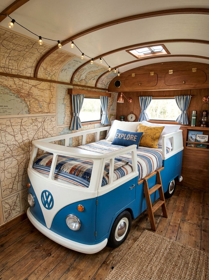 Retro camper van bed - 30 explorer bedroom ideas