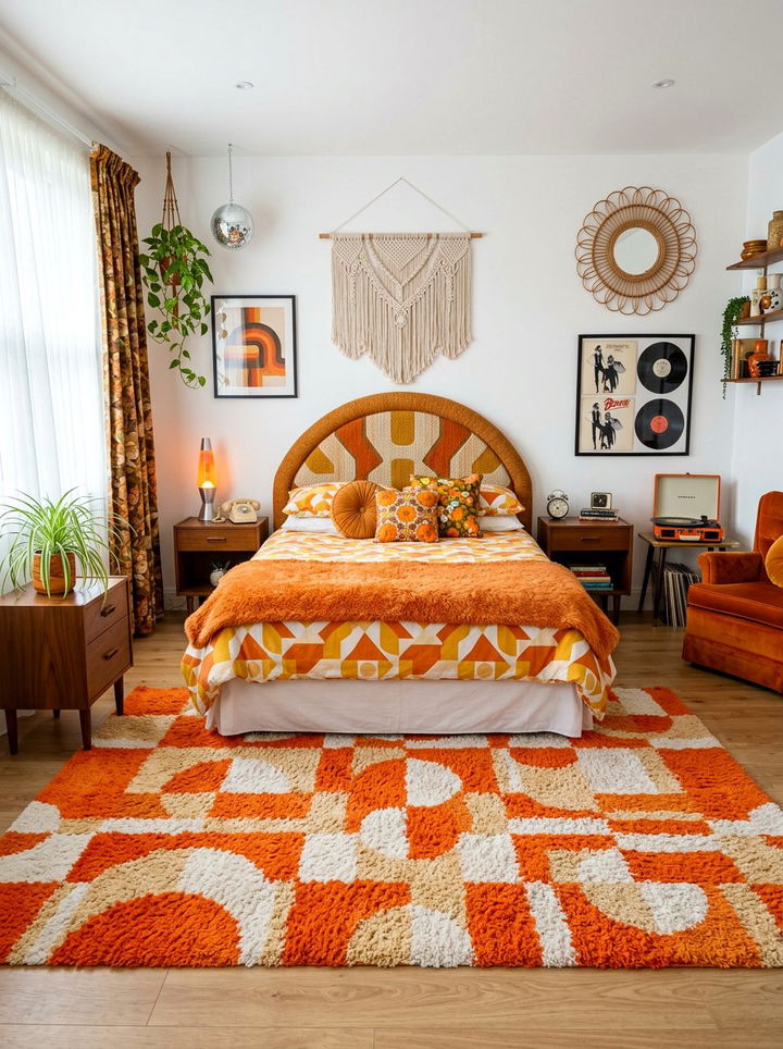 Retro orange and white bedroom pattern - 30 orange and white bedroom ideas