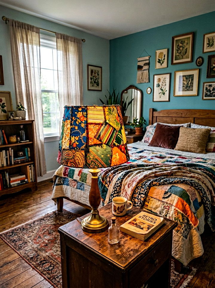 Retro patchwork lampshade - 30 patchwork bedroom ideas