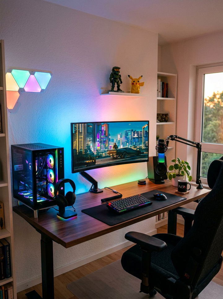 Rgb Backlit Monitor - 30 video game bedroom ideas