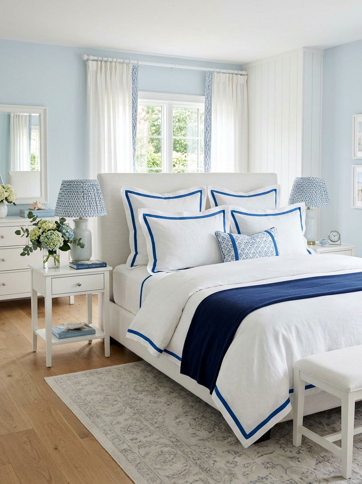 Ribbon trim pillows - 30 grandmillennial bedroom ideas