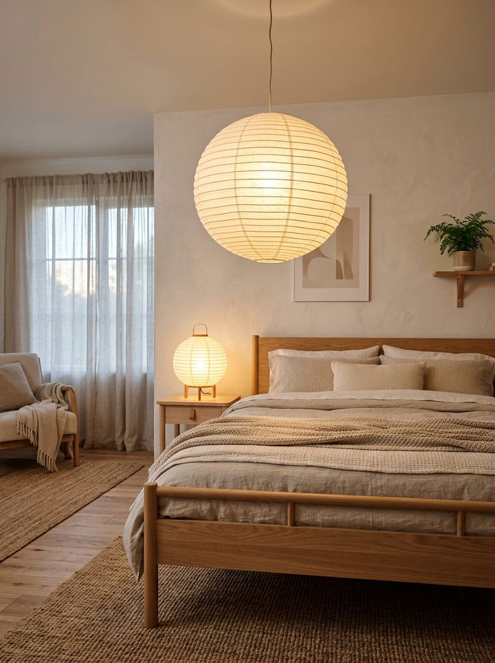 Rice paper lanterns - 30 zen bedroom ideas