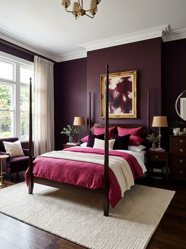 Rich Berry Bedroom Palette - 30 jewel toned bedroom ideas