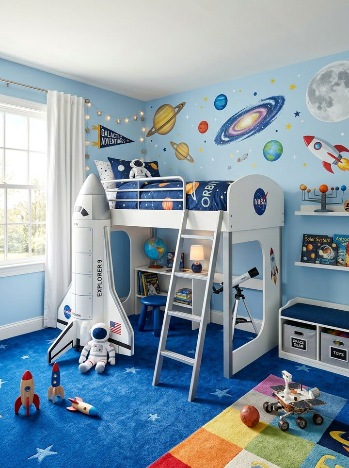Rocket Ship Bed - 30 planet bedroom ideas