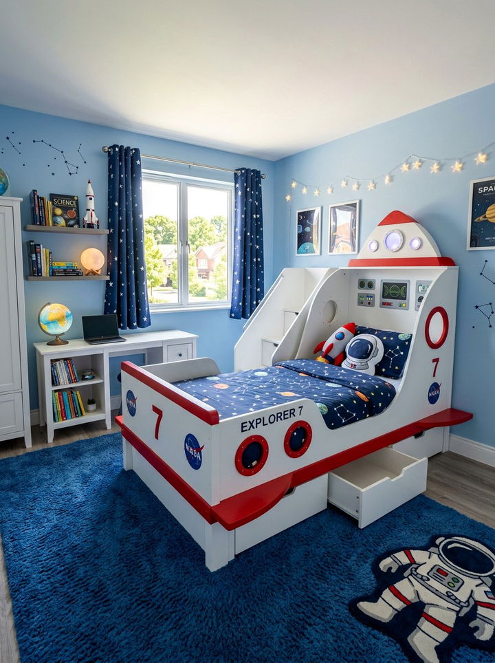 Rocket Ship Bed - 30 solar system bedroom ideas