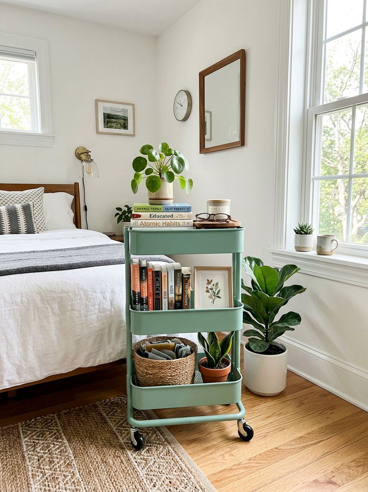 Rolling Bedroom Storage Cart - 30 DIY bedroom decor ideas