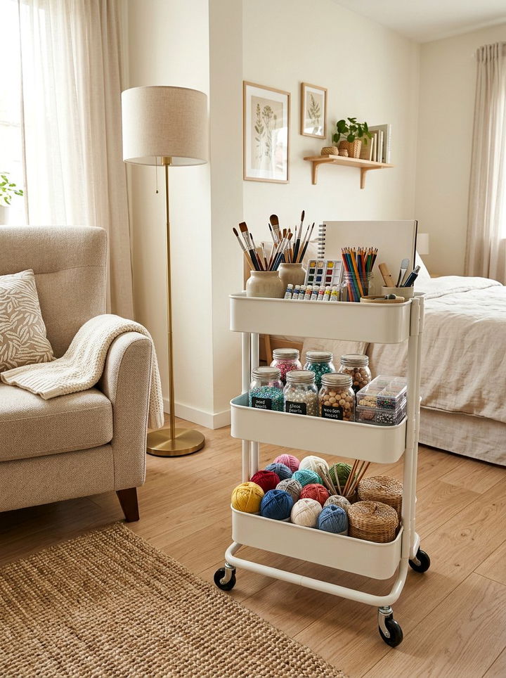 Rolling Craft Cart - 30 bedroom craft corner ideas