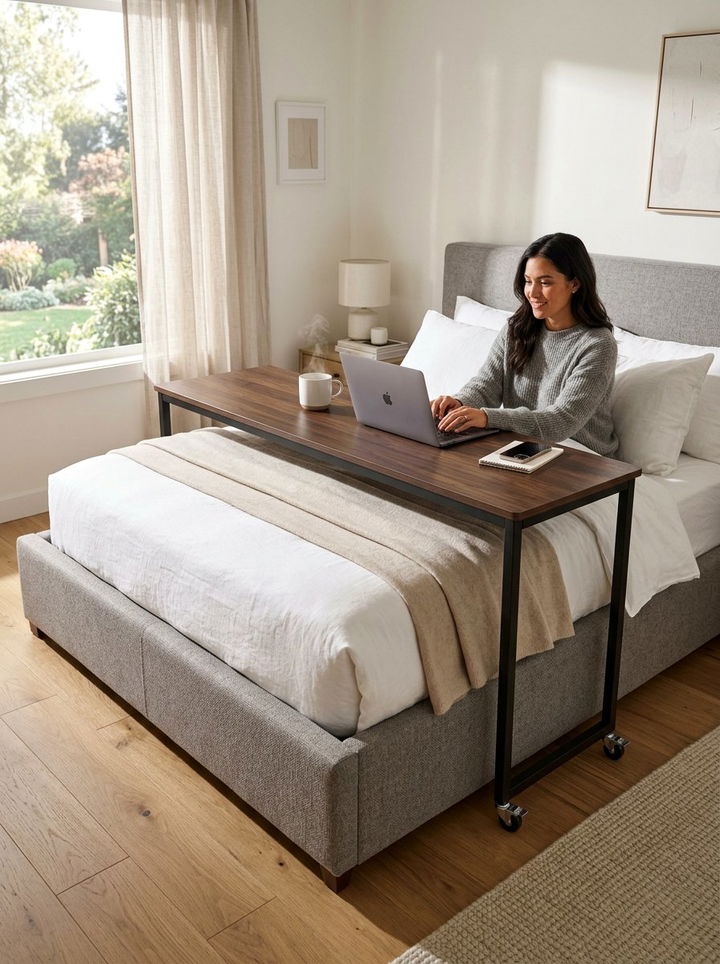 Rolling Overbed Table - 30 bedroom adjustable furniture ideas