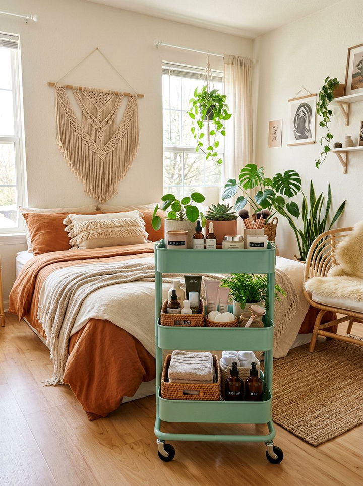 Rolling Storage Cart Unit - 30 bedroom storage solutions