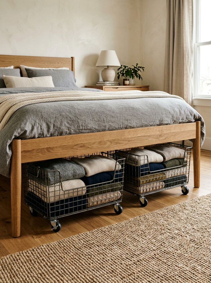 Rolling Under Bed Carts - 30 small bedroom space storage ideas