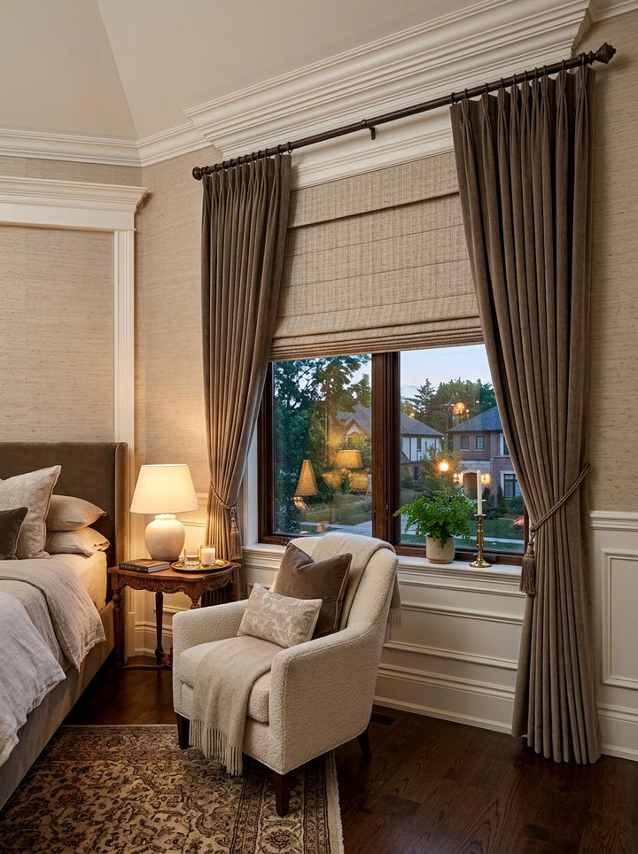 Roman Shades With Drapes - 30 bedroom drapes