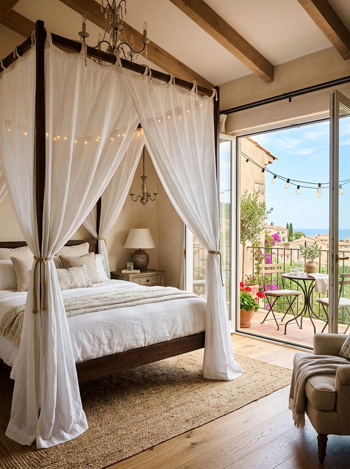 Romantic Bedroom With Canopy And Balcony - 30 bedroom with terrace ideas