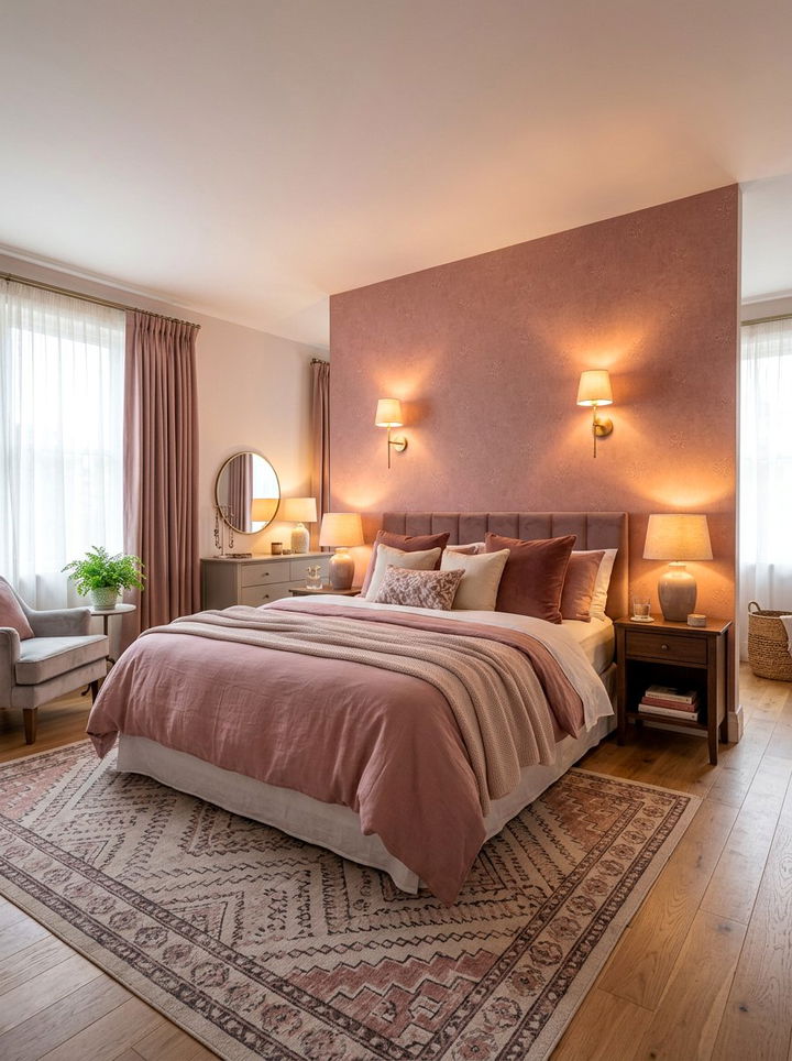 Romantic Dusty Rose Bedroom Lighting - 30 dusty rose accent wall bedroom