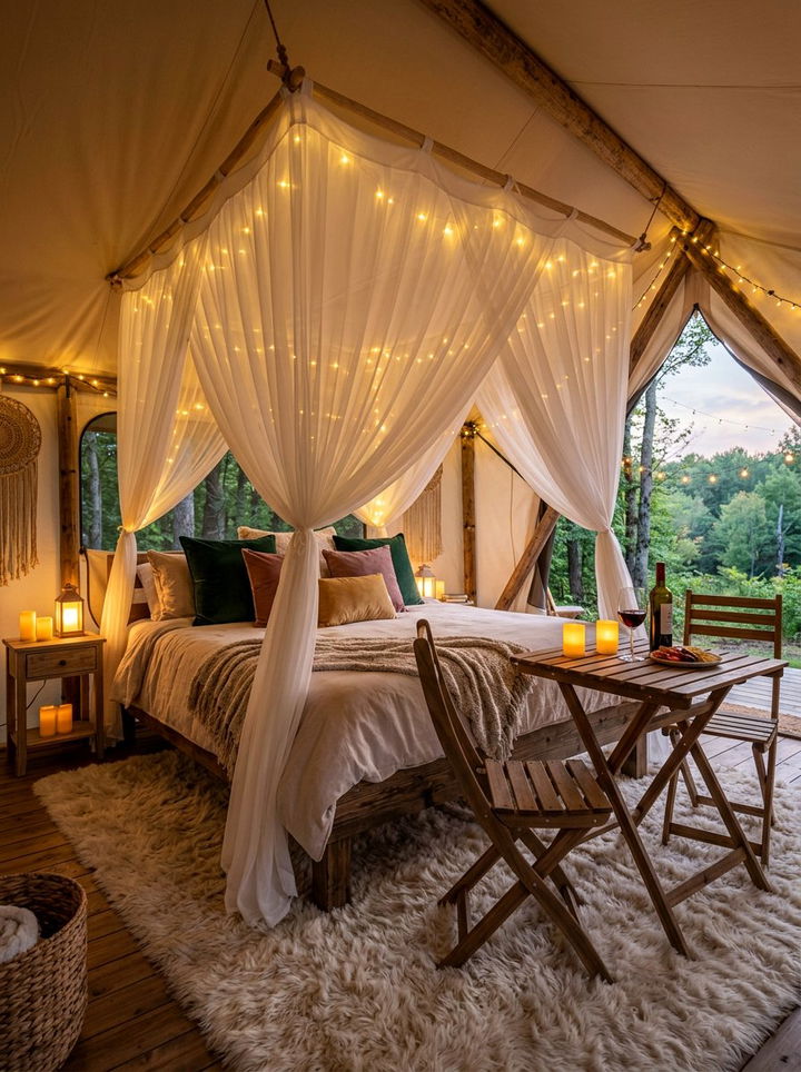 Romantic Glamping Space - 30 camping bedroom ideas