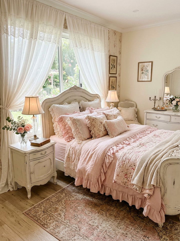 Romantic Shabby Chic - 30 bedroom bed making ideas