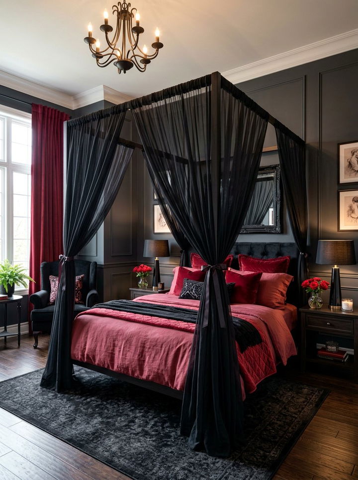 Romantic black and red bedroom - 30 black and red bedroom color combo