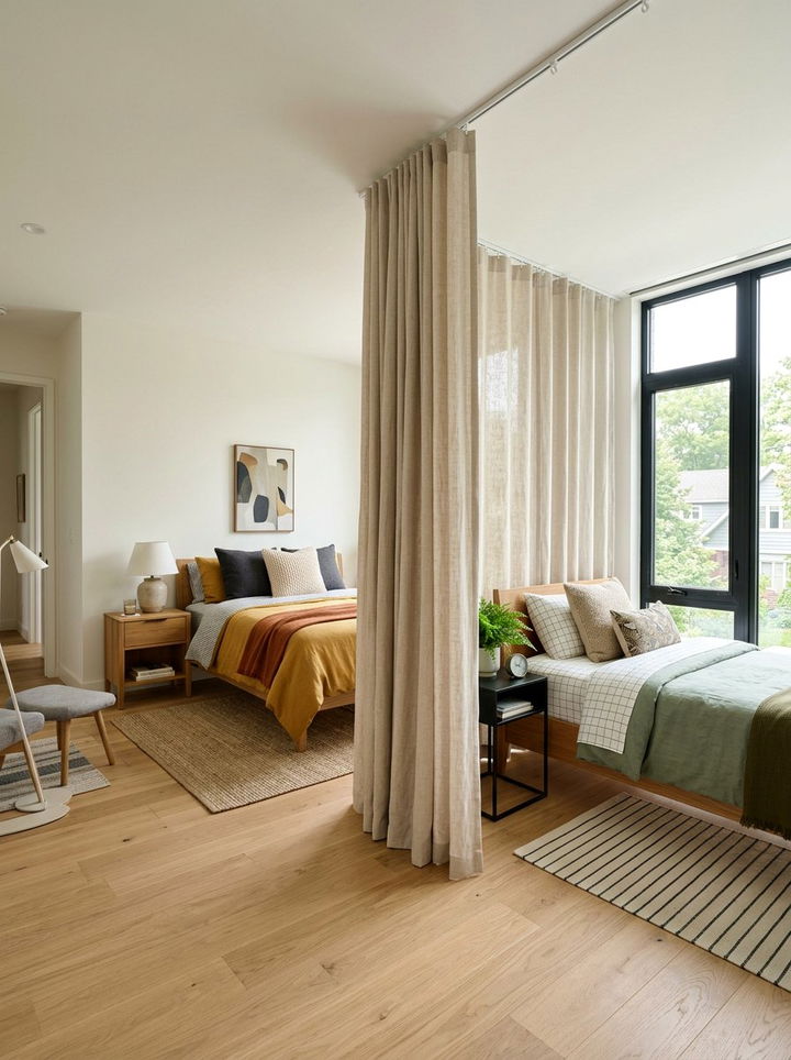 Room Divider Curtains - 30 shared bedroom ideas