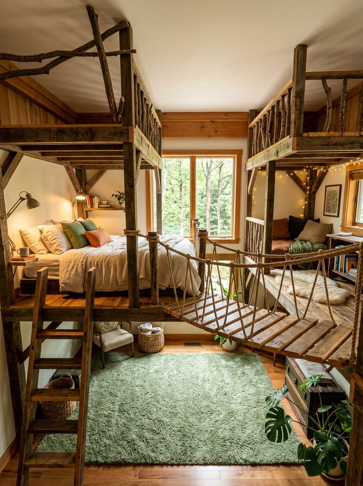 Rope Bridge Treehouse - 30 treehouse bedroom ideas