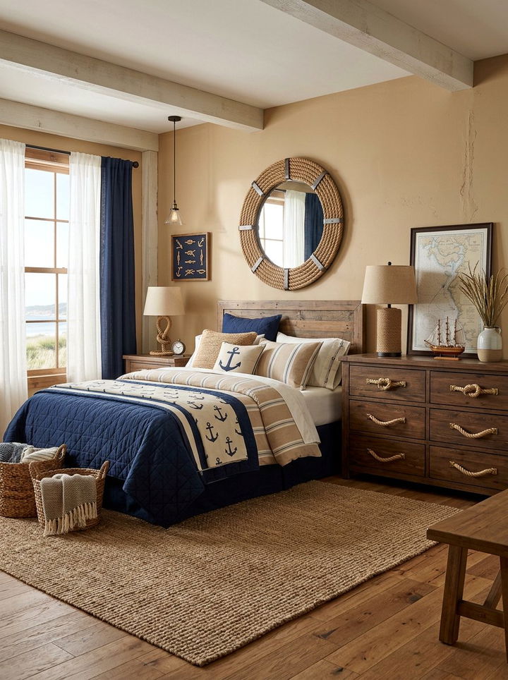 Rope Decor Bedroom - 30 nautical bedroom ideas