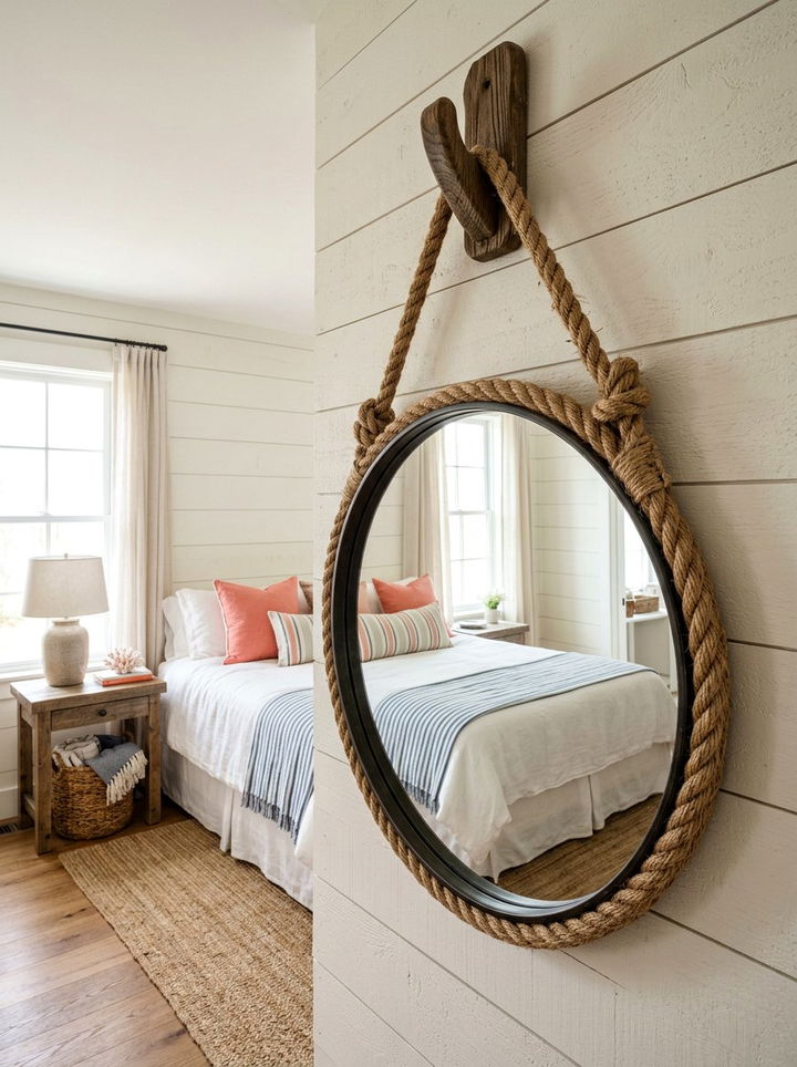 Rope Hanging Round Mirror - 30 bedroom round mirrors