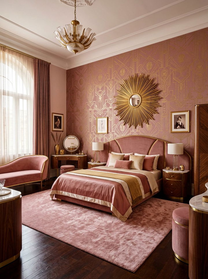 Rose And Gold Art Deco Bedroom - 30 rose bedroom ideas