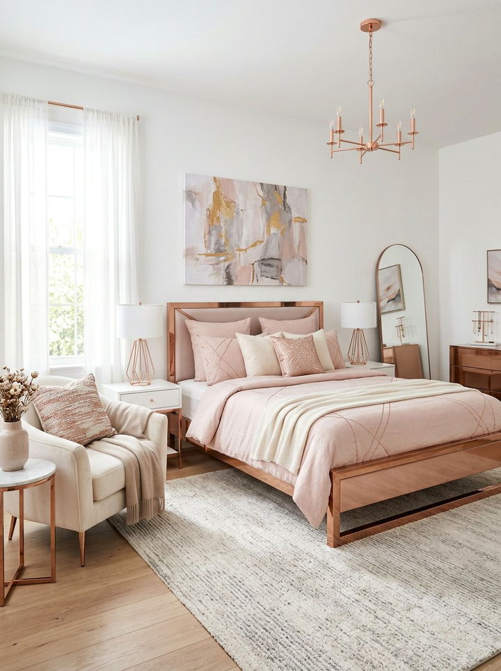Rose Gold Accents Bedroom - 30 rose bedroom ideas