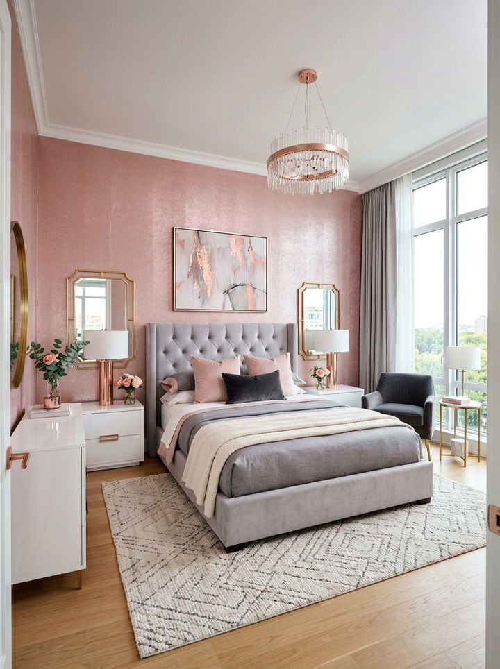 Rose Gold Bedroom - 30 bedroom pink walls