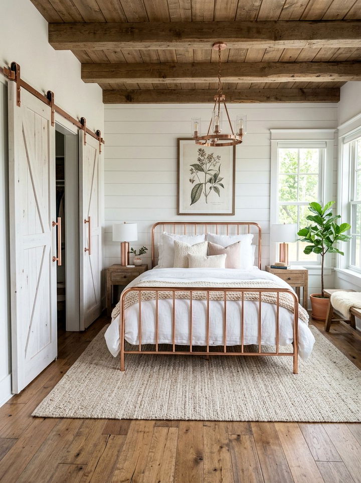 Rose Gold Farmhouse Bedroom - 30 rose gold bedroom ideas