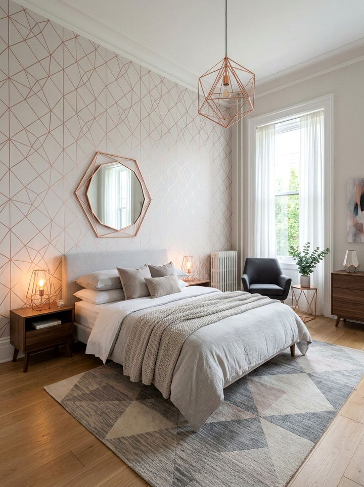 Rose Gold Geometric Bedroom - 30 rose gold bedroom ideas