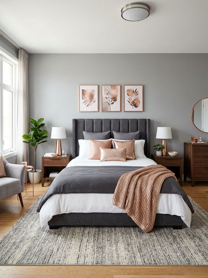 Rose Gold Grey Bedroom - 30 rose gold bedroom ideas