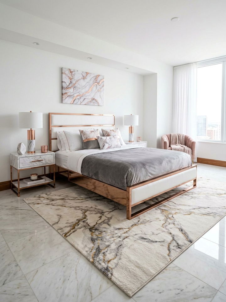 Rose Gold Marble Bedroom - 30 rose gold bedroom ideas