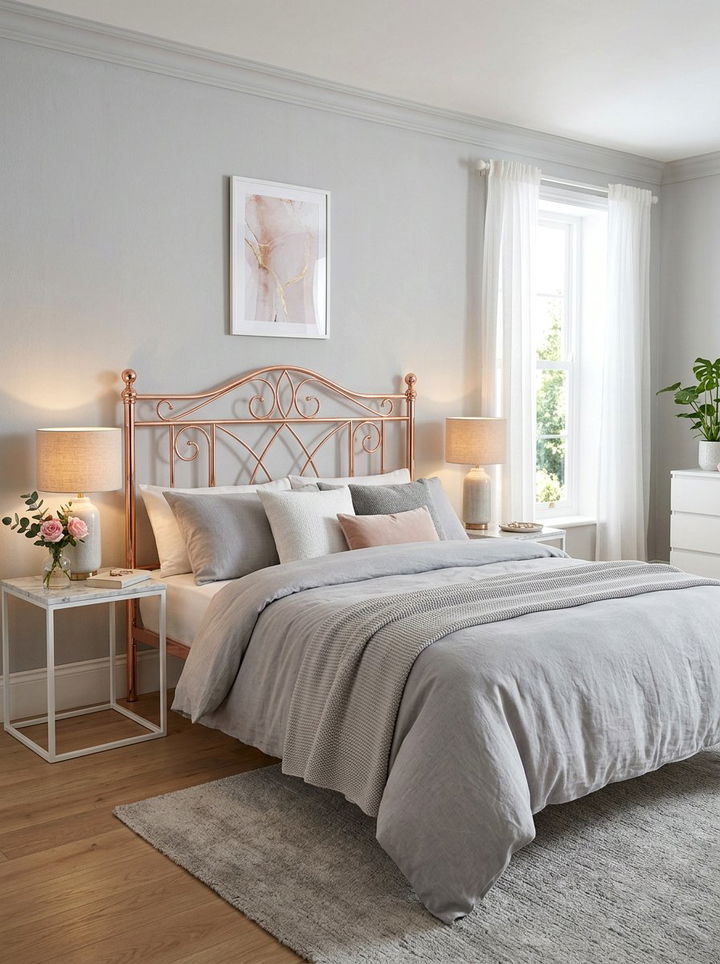 Rose Gold Metal Headboard - 30 bedroom metal headboards